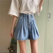 Aliexpress - 3 Sizes S-l Loose Black Demin Blue Button Fly Simple Solid Fashion Summer Spring New Arrival Women Shorts