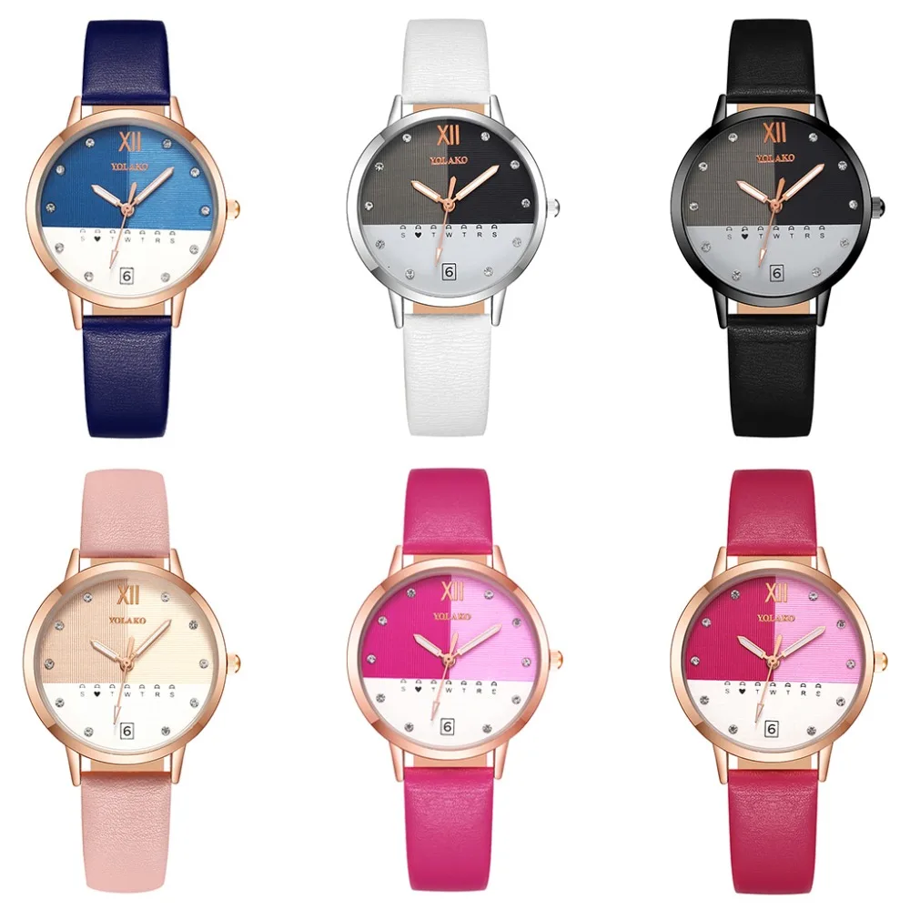 YOLAKO, новинка, стразы, браслет, часы для женщин, кожаный ремешок, элегантные женские часы, кварцевые наручные часы, подарок, женские часы, orologio donna