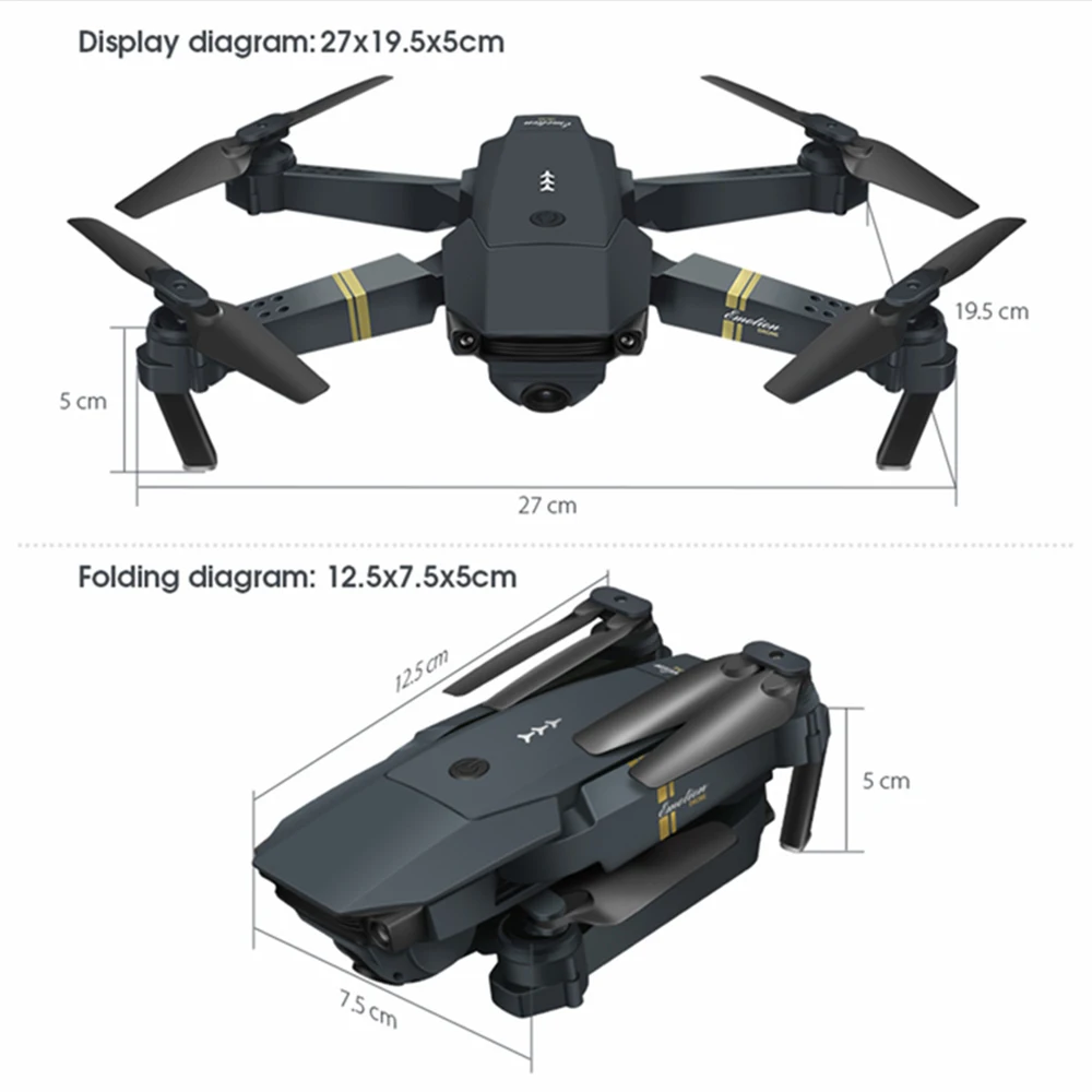 E58 Квадрокоптер Карманный Дрон камера Wi-Fi FPV RTF широкий угол высокий режим удержания складная рука RC Квадрокоптер приложение управление вертолет игрушка