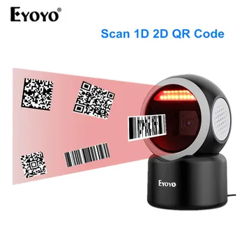 

Eyoyo 2D Desktop Barcode Scanner Omnidirectional Hands-Free 1D QR Barcode Reader Automatic Sensing CMOS Support Platform Scanner