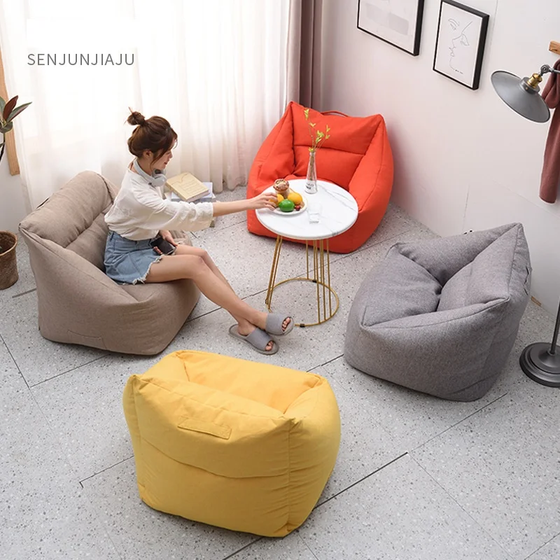 

lazy bean bag sofa with EPS filler tatami balcony living room furniture comfortable cotton and hemp single sofa
