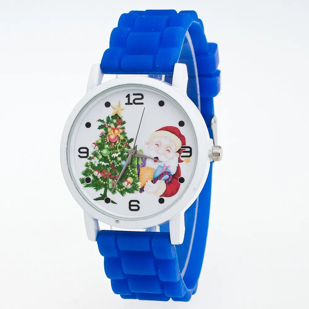 Для мальчиков и девочек; детские спортивные часы Цвет модные силиконовый ремешок наручные часы Детские часы Relogio Infantil montre enfant Рождество часы подарок Q - Цвет: Dark Blue