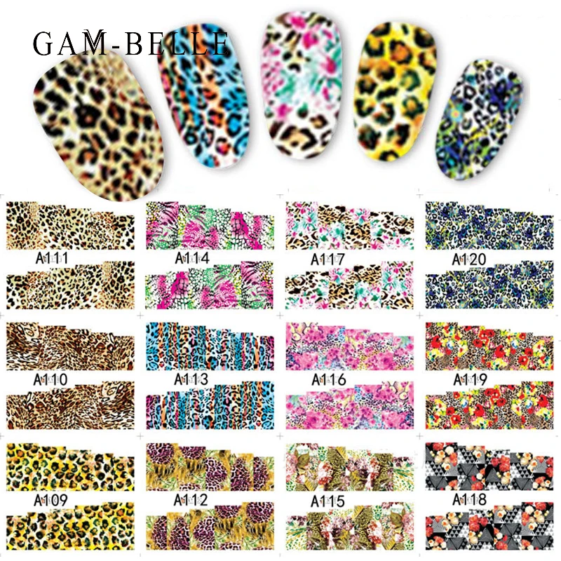 

12pcs Charming Leopard Slider Nail Designs Water Decals Nail Art Sticker Foils Wraps DIY Summer Sexy DIY Eye Manicure Set