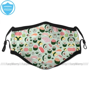 

Sushi Mouth Face Mask Sushi Forever Facial Mask Kawai Funny with 2 Filters for Adult