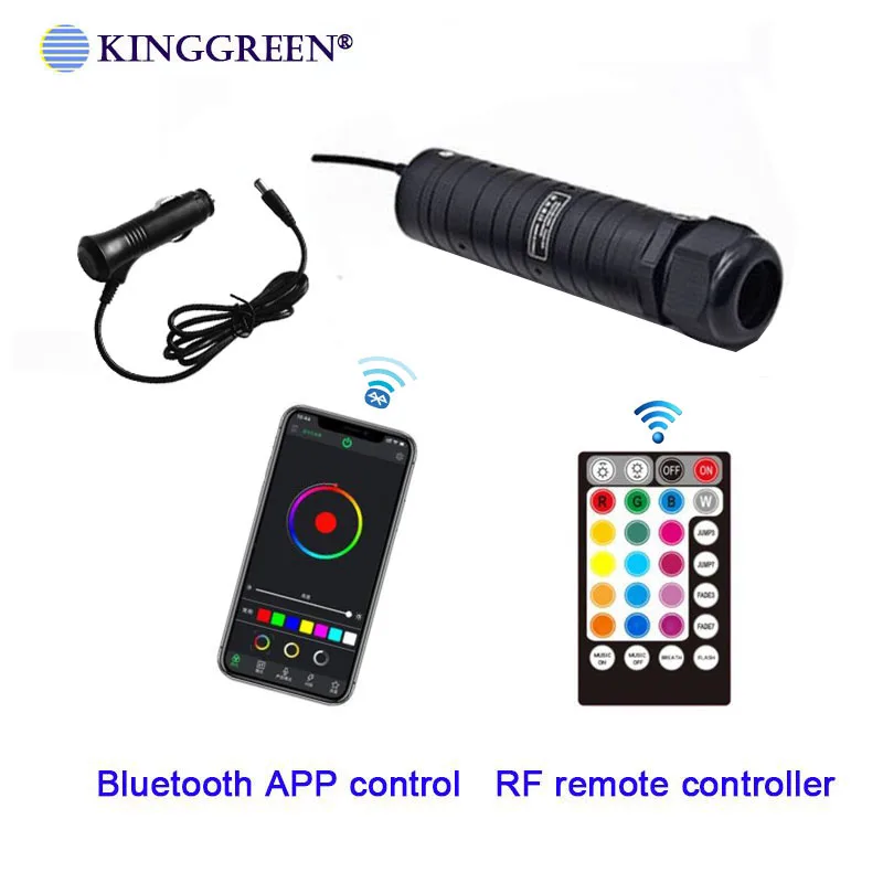 Fiber Optic Lamp LED Ambient Light Fiber Optic Ceiling Kit LED Fiber Optic Car Light DC12V 6W RGB Car Roof Star Lights RF Remote Control with PMMA Optical Fiber Cable For Ceiling Lighting