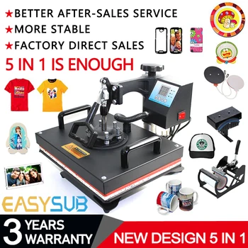 

Cheap 30*38CM 5 in 1 Combo Heat Press machine Sublimation Printer printing for T-shirts Plates/Cap/Mug/Phone Covers
