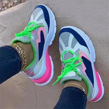 

2020 Women Summer Sneakers Ladies Platform Light Mixed Color Lace Up Shoes Female Outdoor Casual Running Autumn Sports Shoes