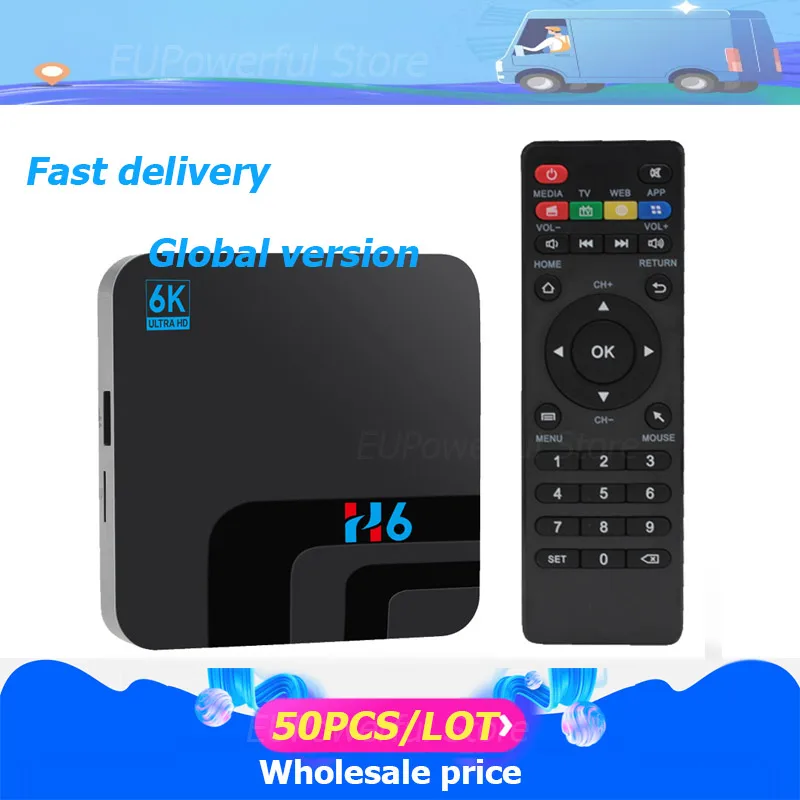 50 шт H6 TV BOX Smart 6K Ultra HD 4 + 32G Android 9 0 фильм WIFI Google Cast медиаплеер IPTV телеприставка