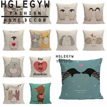 

18"toon Animal Pillow Case Throw Pillowcase Soft Cotton Linen Printed Pillow Covers For Office Home Textile