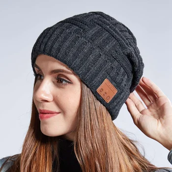 

Knitted Hat for Bluetooth V5.0 Detachable Stereo Music Wireless Earphone Headphone Headset Beanie Cap Headwear