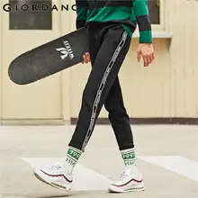 Giordano мужские брюки интерлок полоска с надписью джоггеры слегка толстые черные цвета мягкие Pantalon Homme 01119099