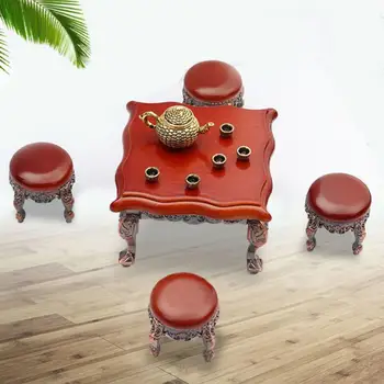 

1/12 Dollhouse Mini Furniture Bench Dining Table Model Miniature Landscape Toys For Girls Birthday Christmas New Year Gift