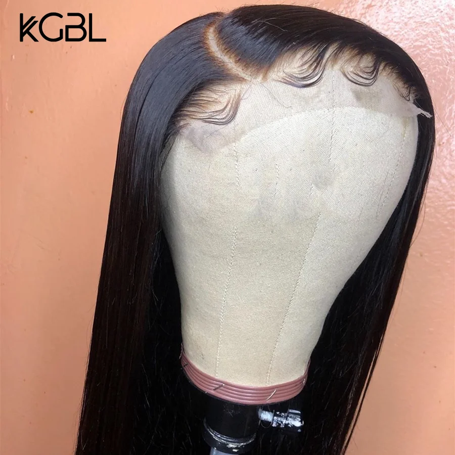 KGBL Straight 13*4 Lace Front Human Hair Wigs Middle Ratio 8”-24" Non-Remy Natural Color Brazilian Hair Wigs Per Plucked