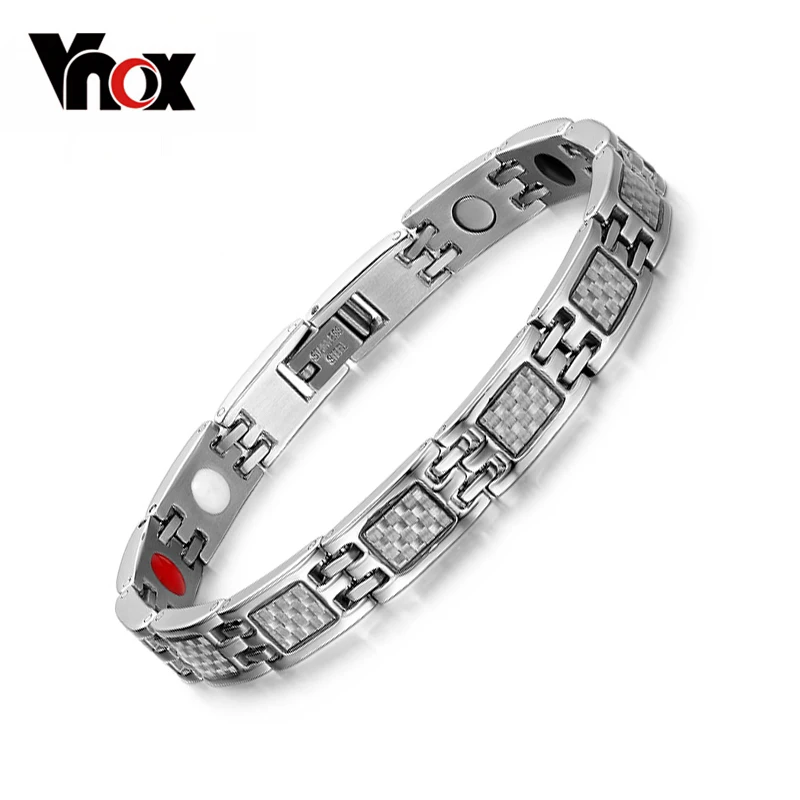 Vnox Нержавеющая сталь браслет углерода Волокно Для мужчин Jewelry магнит германий