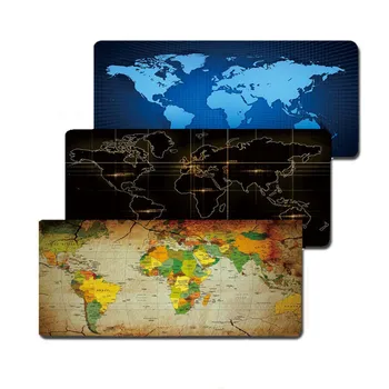 

Large Mouse Keyboard Pad World Map Anti Slip Gaming Mousepad 300x800/900mm Edge Locking Desk Mat