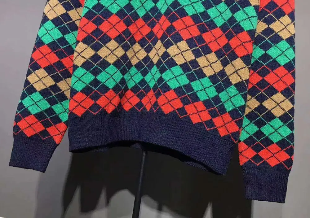 Бренд Argyle шерсть v-образный вырез джемпер мужской дизайнерский свитер модный вязаный пуловер женский красочный Графический Высококачественный свитер