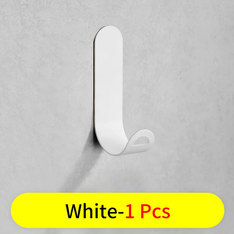 White-1 PCS Крючок для халата черный крючок для полотенец ключ рюкзак вешалка для одежды клей настенный крючок для пальто вешалка Аксессуары для ванной комнаты - Цвет: White-1 PCS