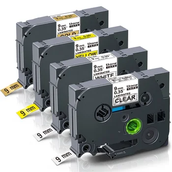 

Unismar 4PCS Mixed Set TZe-121 TZe-221 TZe-621 TZe-821 9mm Laminated Label TZe Tape for Brother PT-D210 PTH110 PT-P700 PT-P600