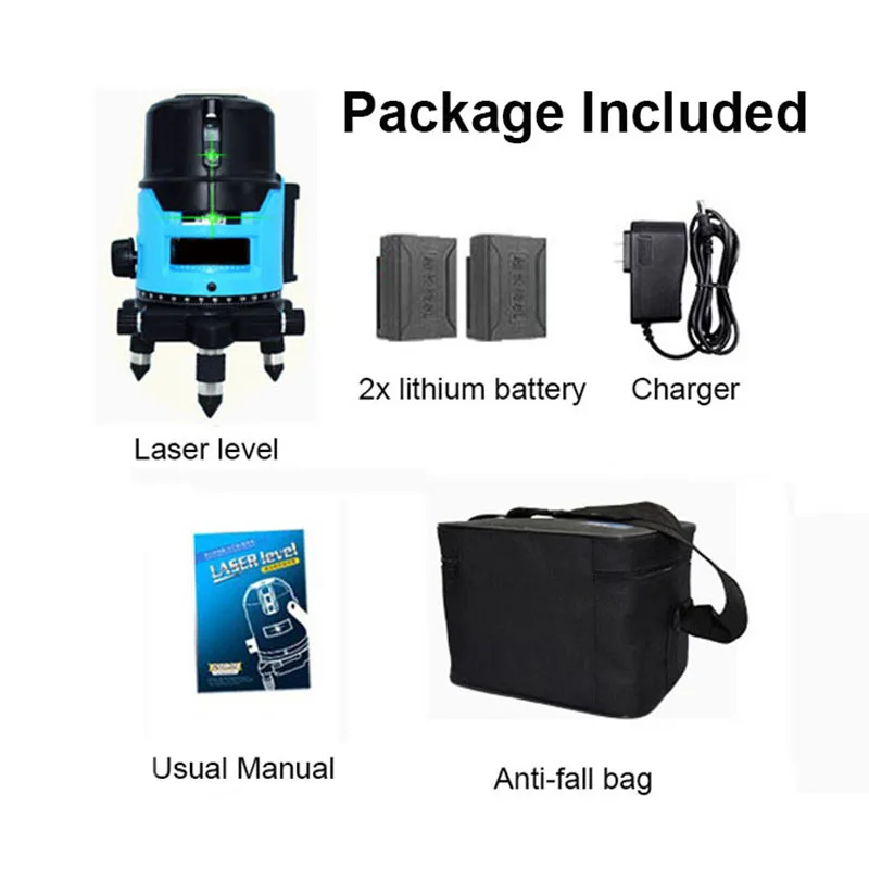 Rechargeable Laser Level Rotate 360 degree Automatic Leveling Measurement Instrument 2/3/5 Lines Cross Line Floor Wall Tool