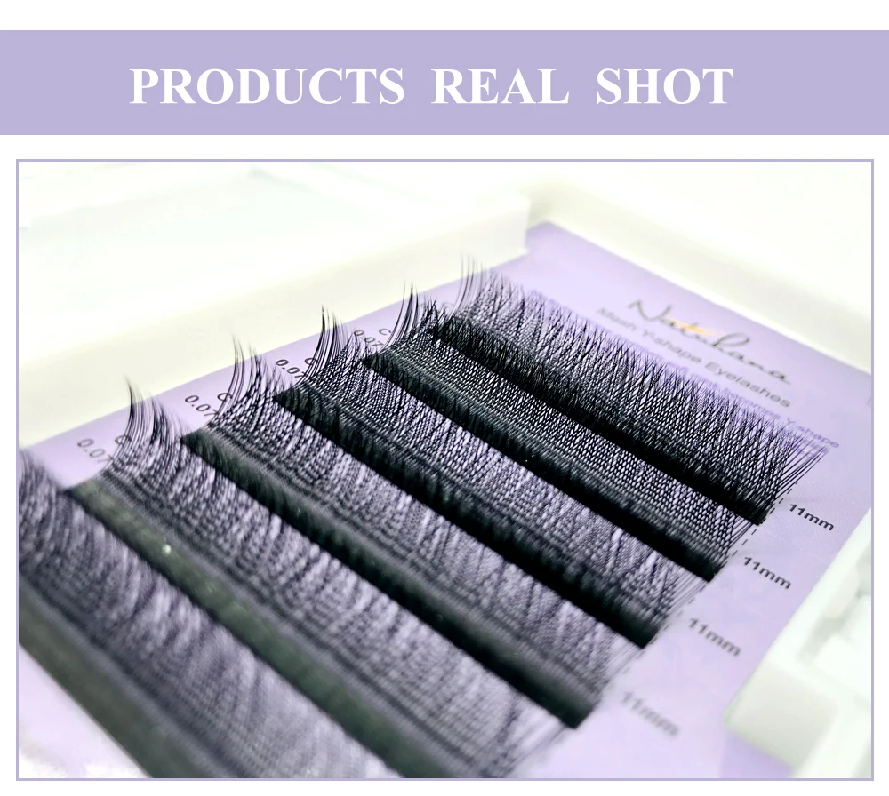 NATUHANA Y shape C Curl ручное наращивание ресниц Автоматическая y-форма d цветущие ресницы сетка объемные норковые накладные ресницы