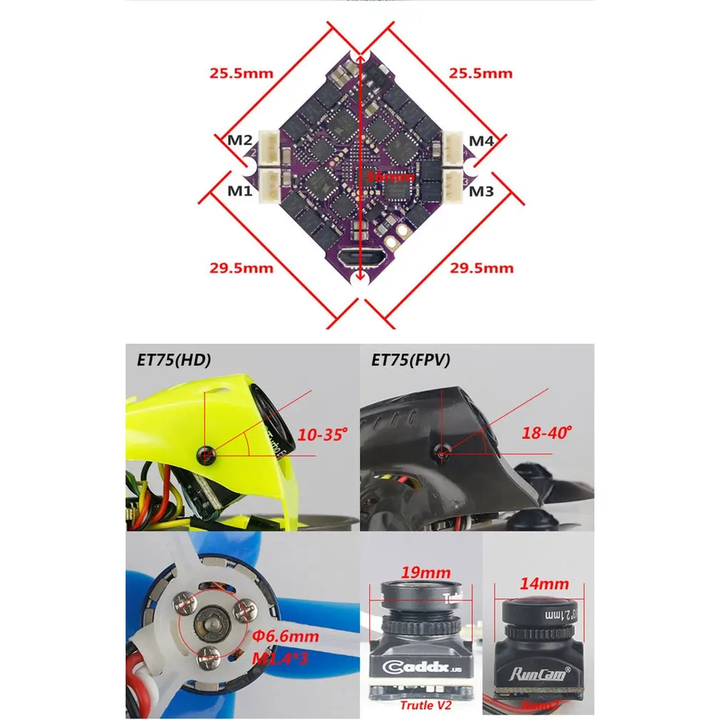 LDARC ET75 HD/FPV 74 мм F4 OSD NO RX/AC2000 Reciever 3S FPV RC с мотором XT1102 9300KV PNP BNF w/Caddx Turtle V2 1080P камера