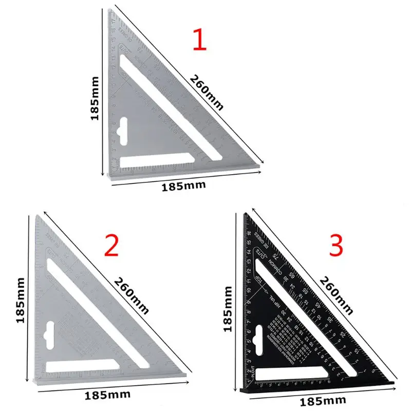

7inch Triangle Ruler Aluminum Alloy Angle Protractor Speed Metric /Imperial G8TB