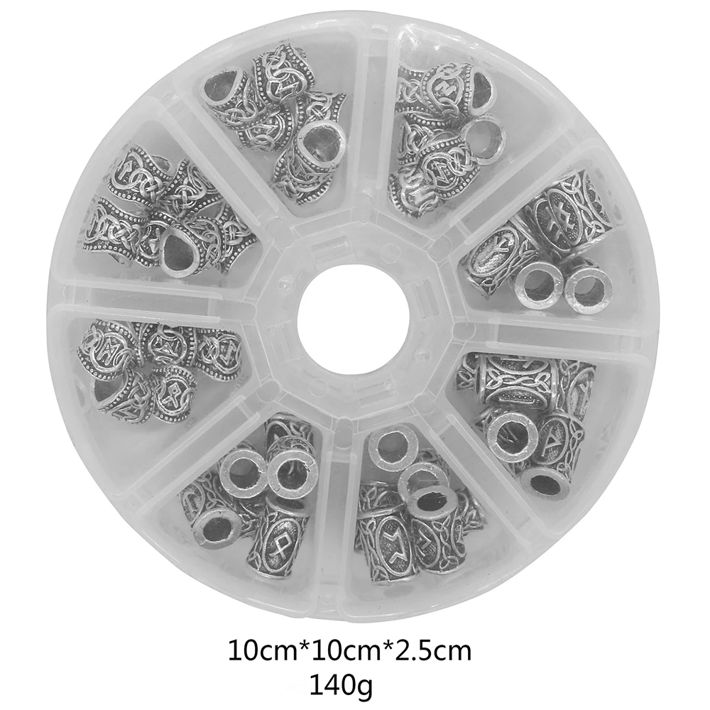 48Pcs Norse Vikings Runes Hair Beard Braiding Beads for Bracelets Necklace DIY