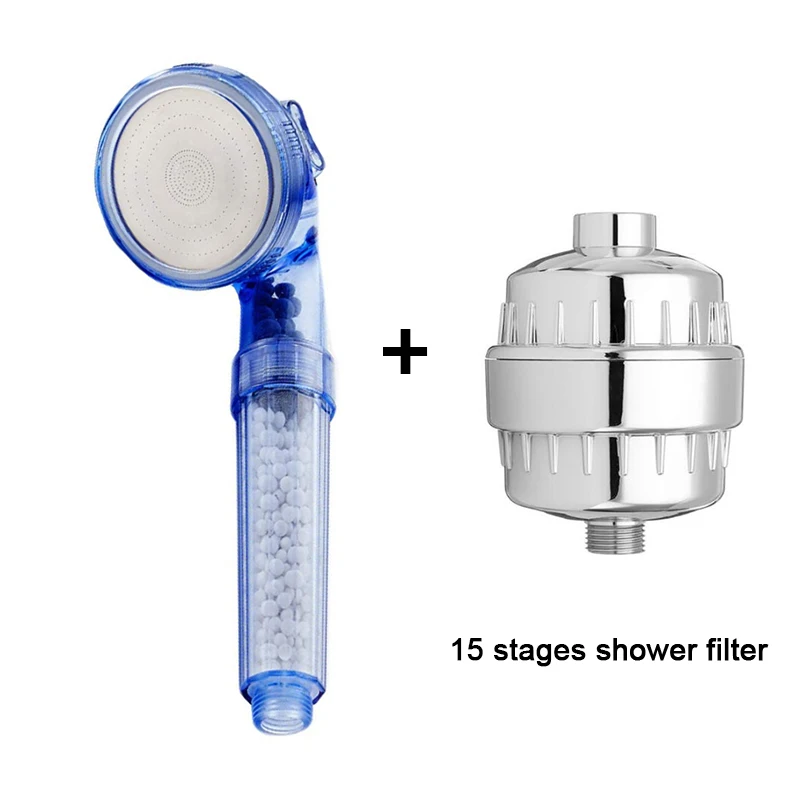 

EHEH New Arrival 3 Function Round SPA shower head High Pressure Saving water Bathroom Anion Filter Shower Nozzle+shower Filter