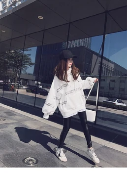 

Hoodies Women Winter Thicker Plus Velvet Warm Letter Printed Loose Pullovers Womens Oversize Harajuku Korean Hoodie Ladies Chic