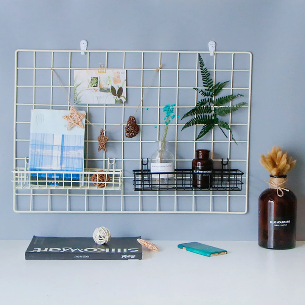 Metal Wire Basket Shelf Rack for Gridwall Grid Panel Wall Mountable Wire Organizer Storage Flower Pot Display Decor