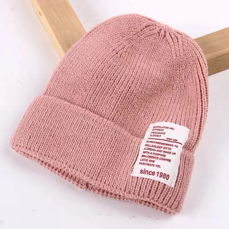 Pink Зимняя шапка для детей; вязаная шапка для новорожденных; вязаные однотонные Детские шапочки; шапки для мальчиков и девочек; головные уборы для малышей; детская шапка; аксессуары - Цвет: Pink