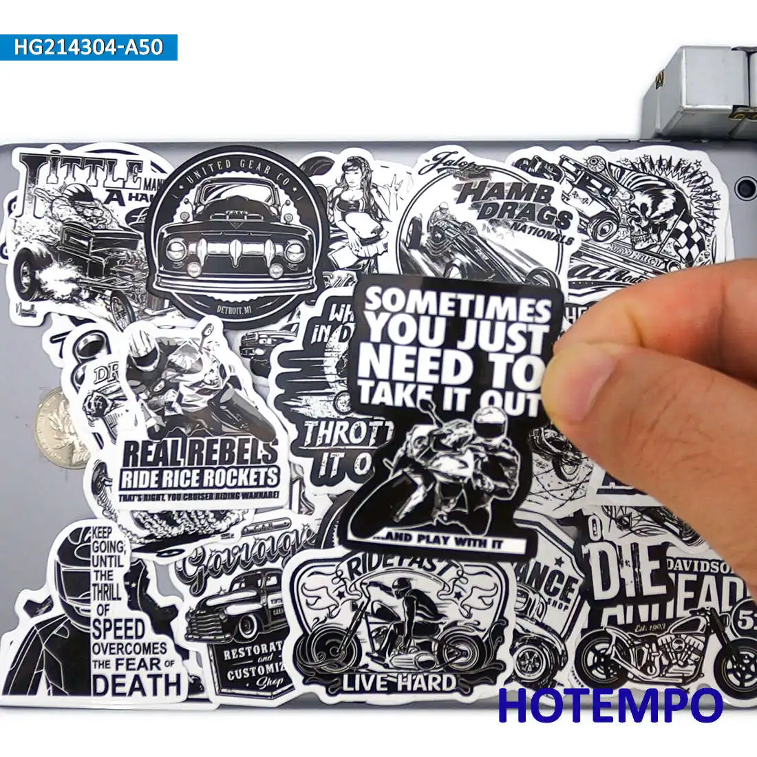 50pcs Skull Motorcycle Riders Racing Street Art Graffiti Phone Laptop Motorcycle Car Stickers for Guitar Skateboard Bike Sticker