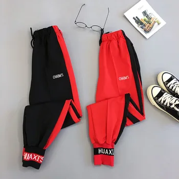 

2020 Spring Sweatpants Women Casual Harem Pants Loose Trousers For Women Black Striped Side Sweat Pants Female Plus Size M-3XL