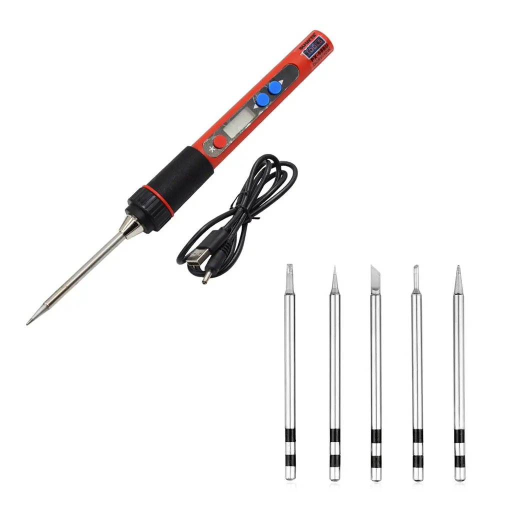 

5V 10W USB Temperature Adjustable LED Digital Internal Heating Electric Soldering Iron Tools Kits with Soldering Tips