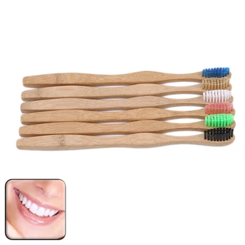 

Toothbrush Eco-Friendly Rainbow Bamboo Soft Fibre Toothbrush Biodegradable Teeth Brush Solid Bamboo Handle Accessories