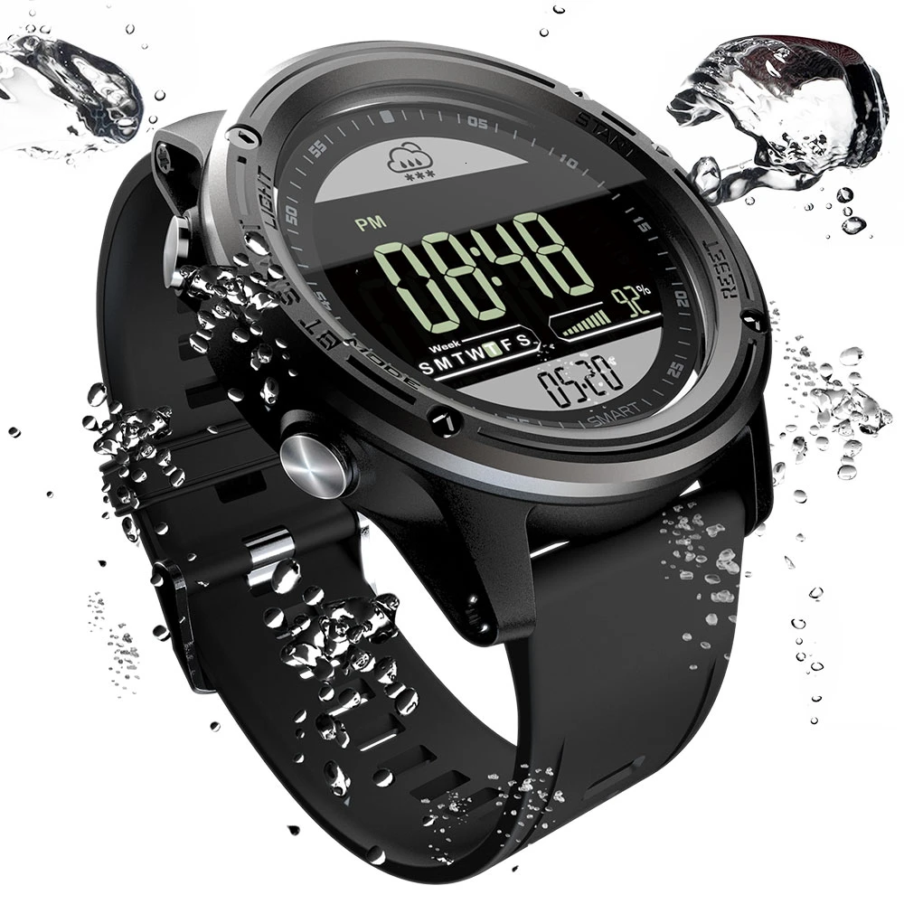 LOKMAT в режиме реального времени погодные умные часы Шагомер Спорт 50 м водонепроницаемые часы Цифровые мужские Bluetooth умные часы для IOS и Android