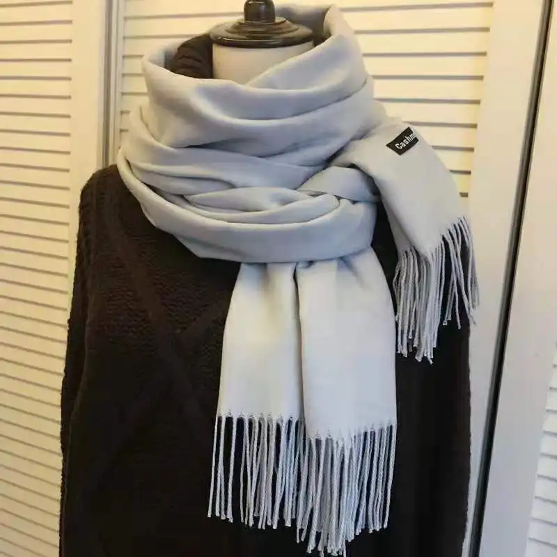 

2019 knitted Autumn Women Scarf Solid Color Plain Warm Cashmere Scarves Shawls Lady Wrap Long Scarf Female Shawl