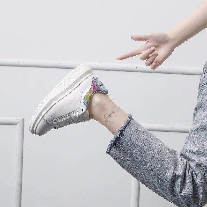 Круглый носок Сабо Женская обувь на платформе дизайнерские бренды люксовые Для женщин теннисные женские Для женщин кроссовки Туфли без каблуков разноцветные