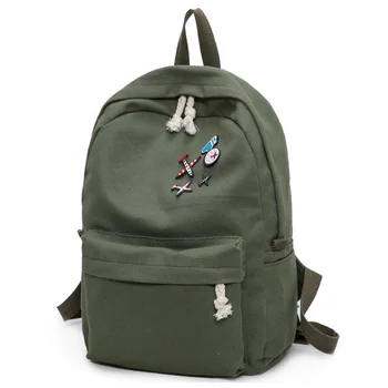 

Fashion Casual Bag Canvas Hemp Rope Badge Embroidered Letter Travel Bag