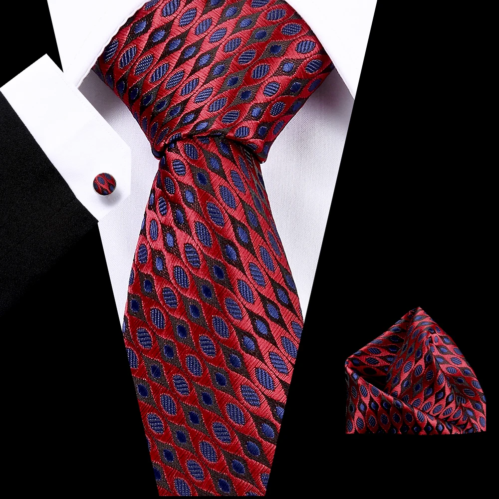 

7.5cm Mens Tie Paisley 100% Silk Classic Jacquard Woven Extra long Tie Hanky Cufflink Set For Men Formal Wedding Party