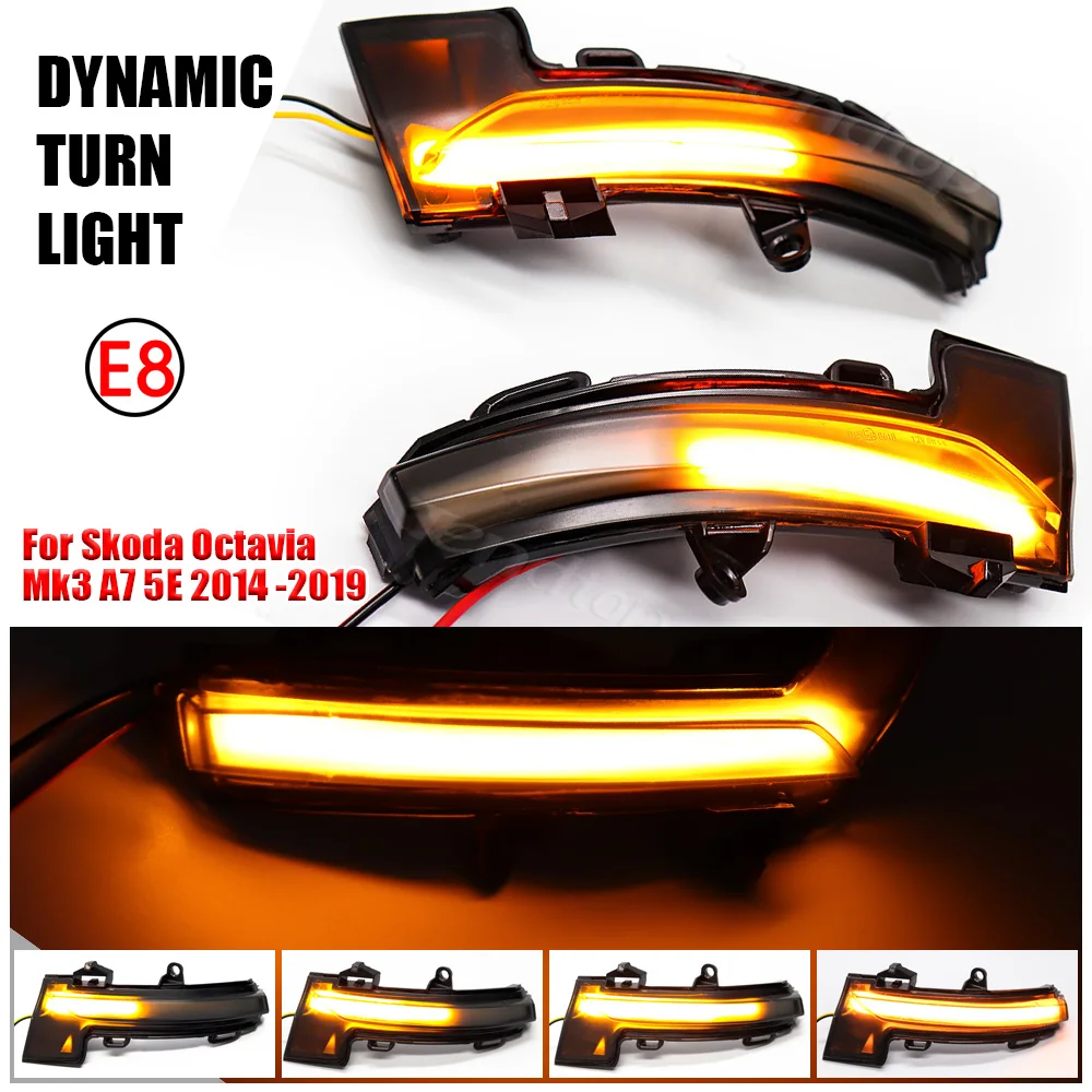 Clignotant dynamique de LED pour Skoda Octavia Mk3 A7 5E 2013 -2019 ans indicateur de séquence de clignotant de rétroviseur latéral