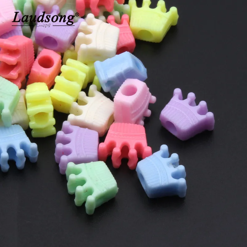 50PCS 10X13MM Random Color Mixing Crown Shape Beads For DIY Children's Toys Necklace Jewelry Making Beading Spacer | Украшения и