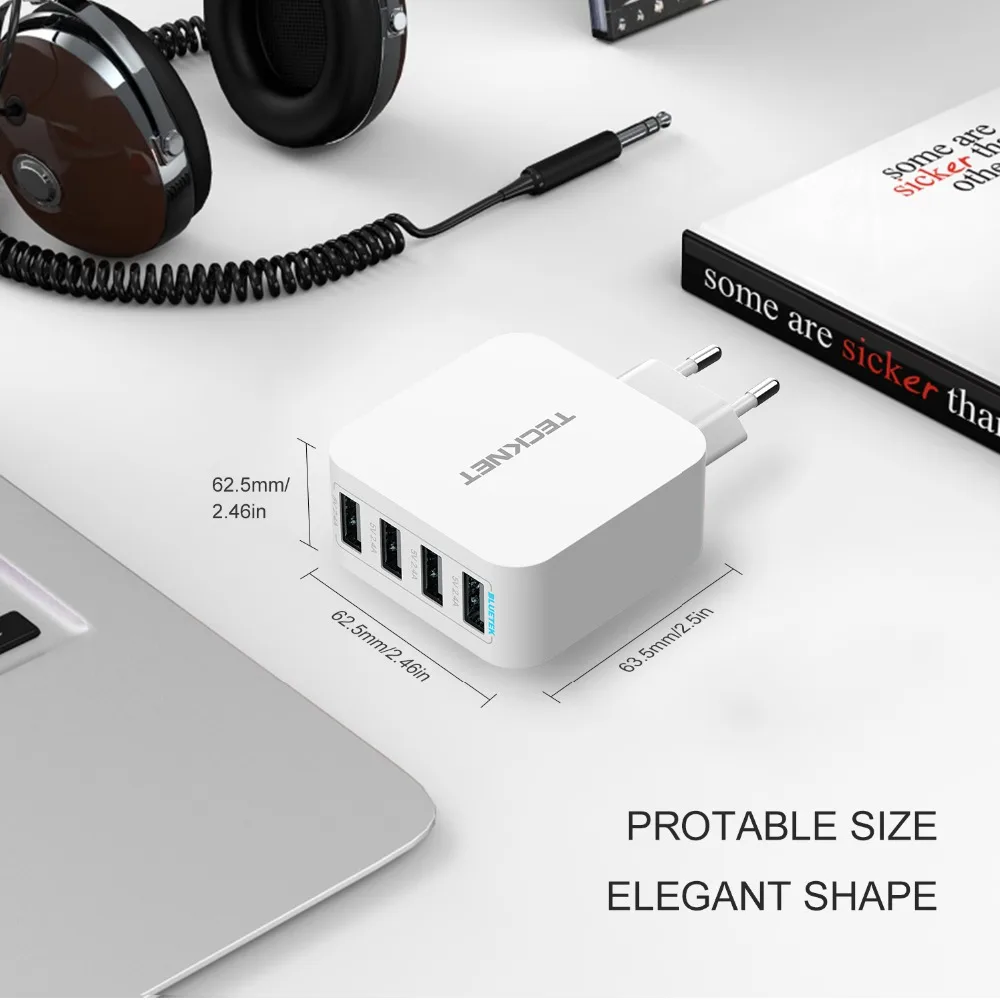 USB Wall Зарядное устройство DC 5,0 V 0.1A-2.4A 4-Порты и разъёмы USB Зарядное устройство для мобильных телефонов для использования во время поездок, Зарядное устройство по стандартам ЕС/Великобритания вилка для samsung Xiaomi huawei iphone