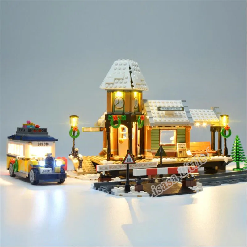 Comprar Nuevo conjunto de Navidad creador de estación de tren de pueblo de invierno 7 Fgures bloques de construcción niñas Legoinglys amigos juguetes para niños