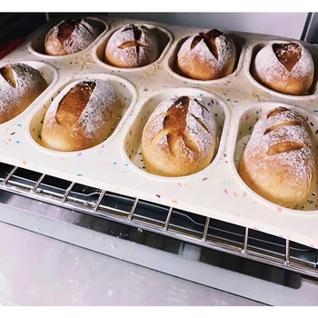 

New 8 Grids Non-stick Good Flexibility French Heat Resistant Hamburger Easy Release Baking Bread Mold Silicone Home Baking Mold