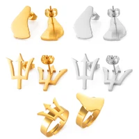 Anniyo Barbados Island Map & Flag Symbol Stud Earrings Gold Color Stainless Steel Caribbean Sea Jewelry @138521 1