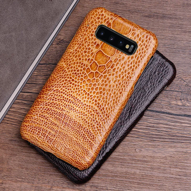 Phone Case For Samsung Galaxy S6 S7 edge S8 S9 S10 Note 8 9 10 plus A30 A50 A70 Natural ostrich skin A5 A7 J5 2017 A8 2018 | Мобильные