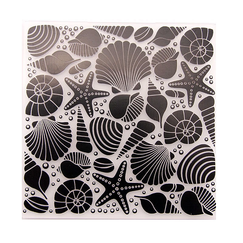 EMBOSSER Plastic Embossing Folder For Scrapbook Stencils SEASHELL DIY PAPER Album Cards Making CRAFT SUPPLIES Scrapbooking MOLDS | Дом и сад