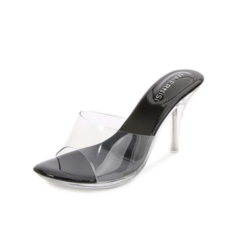Sexy crystal transparent super-high heel slippers, 8 cm runway club high-heel stage models use dance shoes