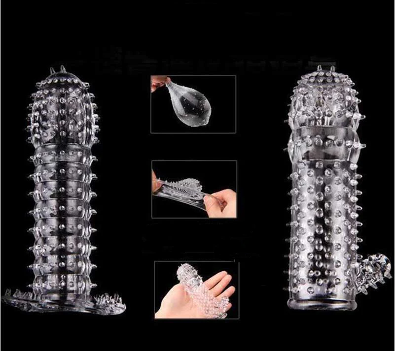 Sex Toys 2pcs Spike Clitoris Massage Delay Penis Sleeve lasting Enlargement Crystal Vibrator Condom erection aid extend